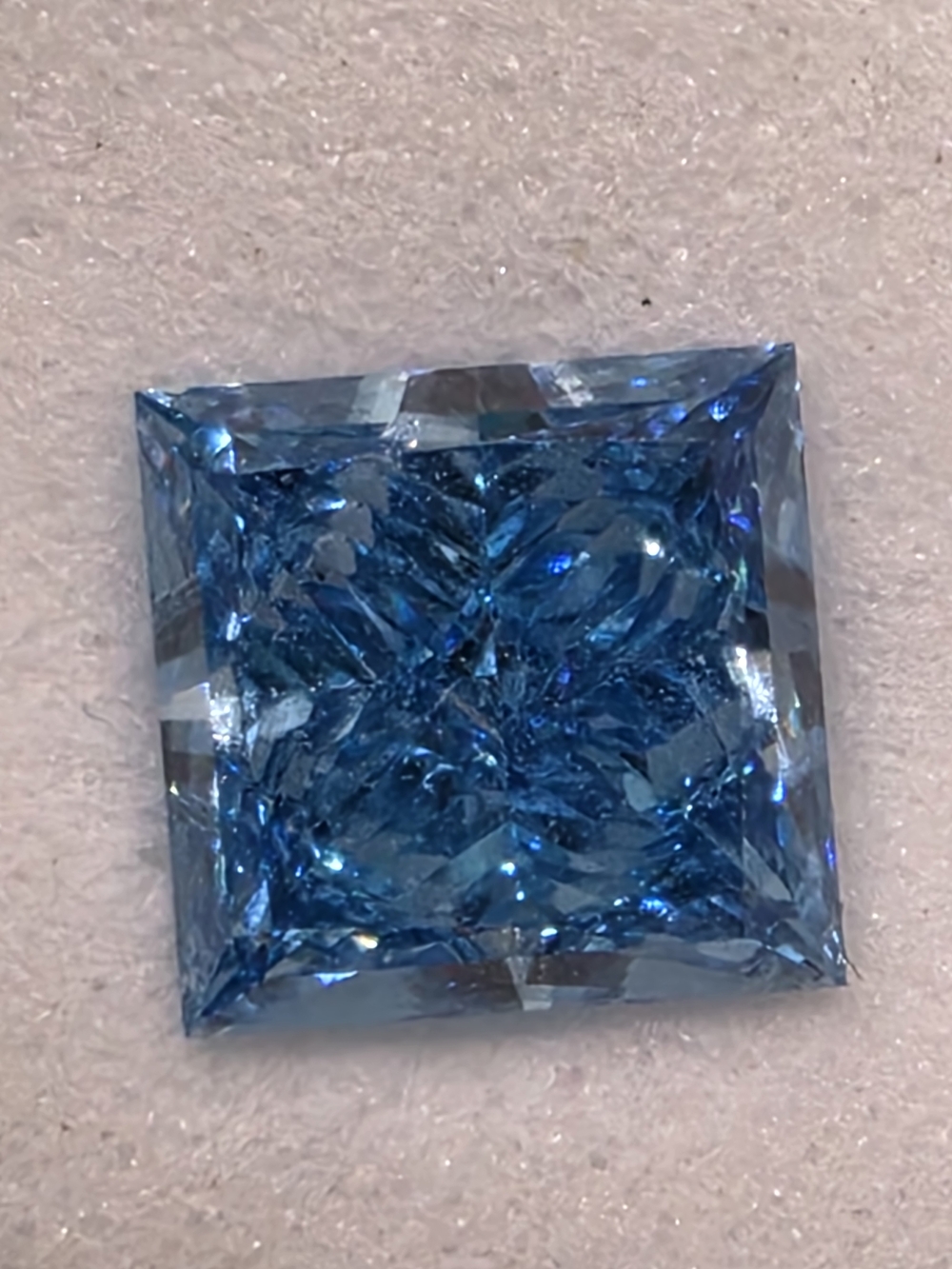 1.03 Ct Fancy Vivid  Blue Princess-Cut Diamond